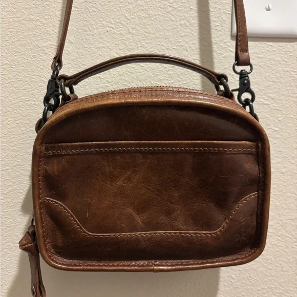 Frye Melissa Top Handle Leather Crossbody Bag in Dark Brown - Picture 1 of 6